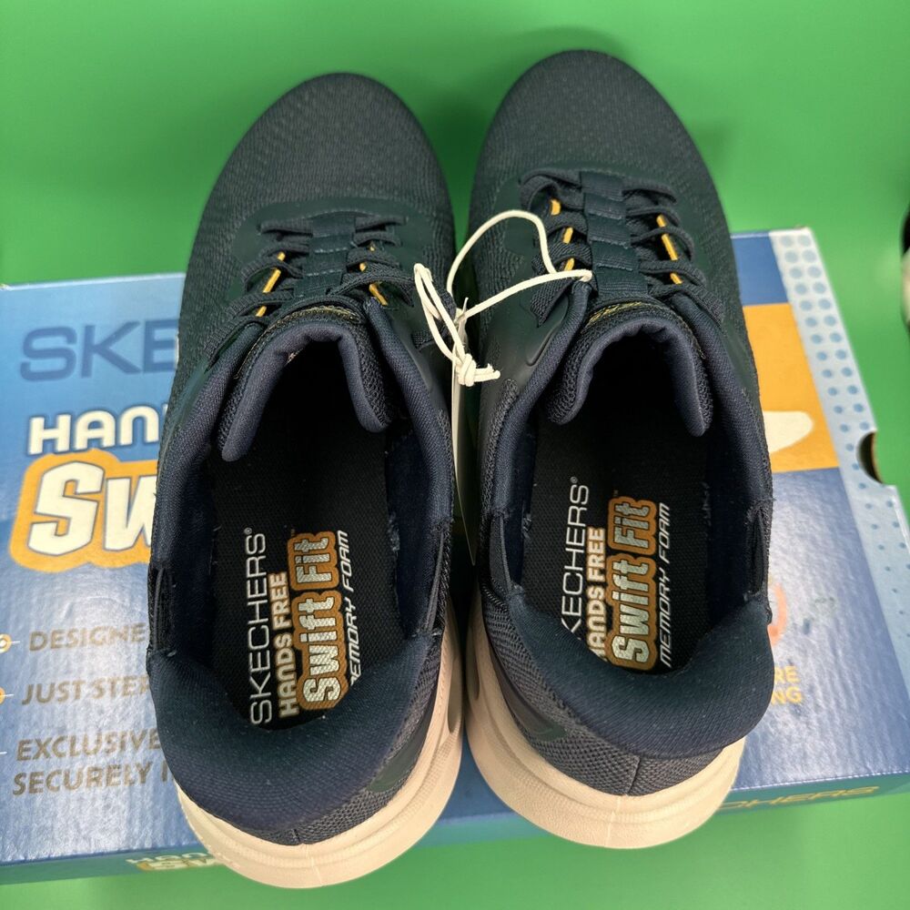 Skechers Swift Fit Hands Free Sneakers Men’s 9.5 Navy Memory Foam Shoes - Picture 5 of 16